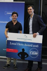 Laurent and Kai with their prize